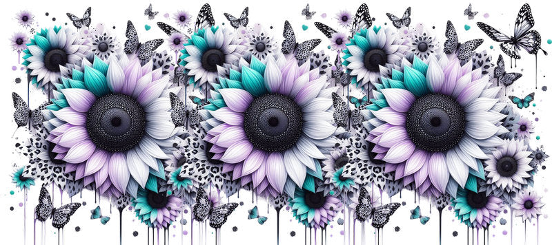 Floral Butterfly UV DTF Cup Wrap for 16oz Libbey KA-14983