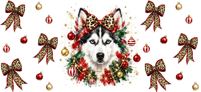 Christmas Dog UV DTF Cup Wrap for 16oz Libbey KA-15074