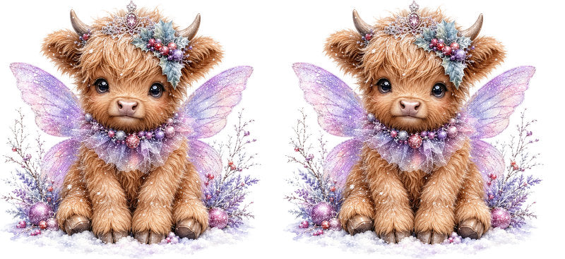 Christmas Highland Cow UV DTF Cup Wrap for 16oz Libbey KA-15403