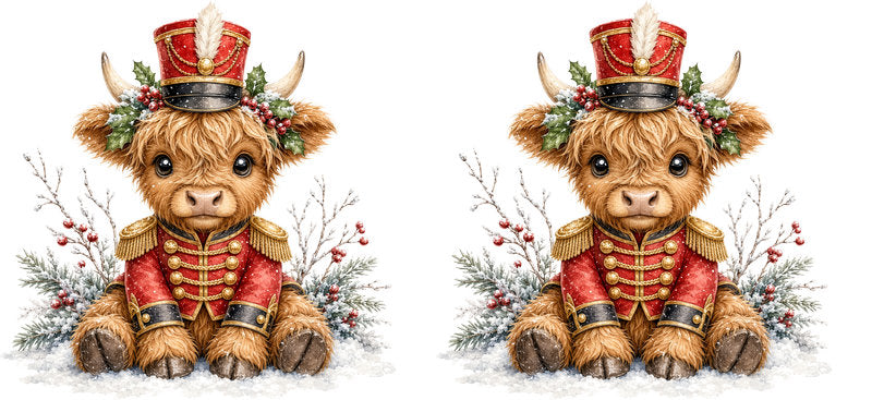 Christmas Highland Cow UV DTF Cup Wrap for 16oz Libbey KA-15404