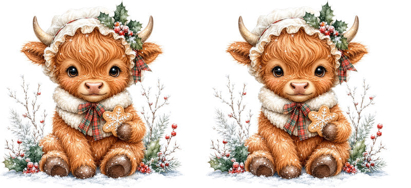 Christmas Highland Cow UV DTF Cup Wrap for 16oz Libbey KA-15419