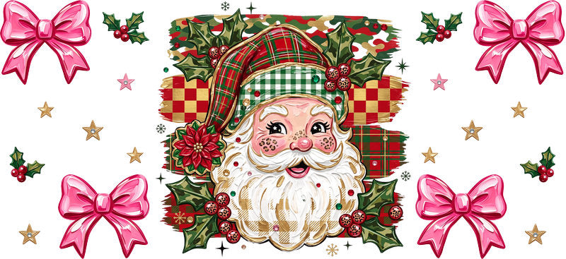 Christmas Holiday UV DTF Cup Wrap for 37oz Libbey Glass with Festive Seasonal Design