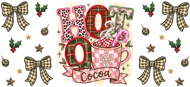 Christmas Holiday UV DTF Cup Wrap for 45oz Libbey Glass with Festive Seasonal Design