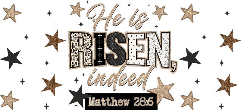 He Is Risen Christian Faith Design UV DTF Cup Wrap for 16oz Libbey Glass KA-16342