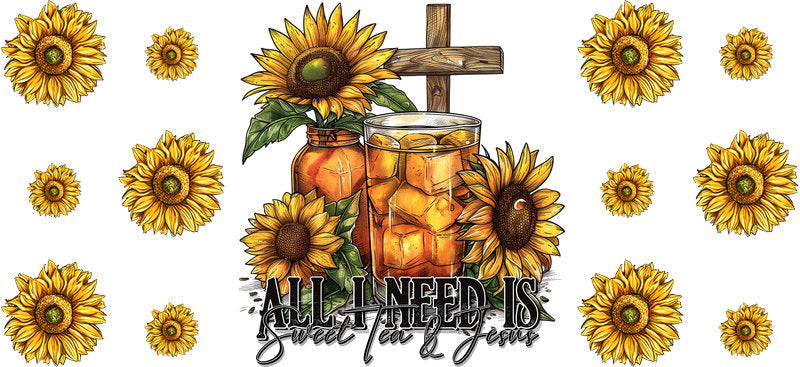 Sunflower Christian Faith Design UV DTF Cup Wrap for 16oz Libbey Glass KA-16361