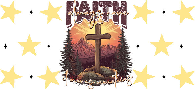 Faith Cross Sunset Christian Design UV DTF Cup Wrap for 16oz Libbey Glass KA-16362