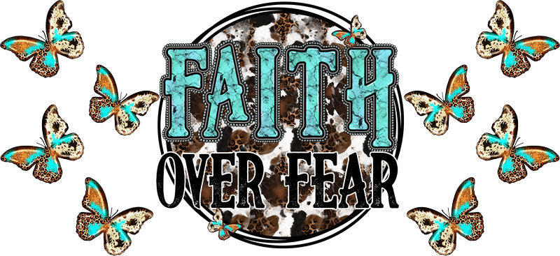 Faith Over Fear Butterfly Christian Design UV DTF Cup Wrap for 16oz Libbey Glass KA-16366
