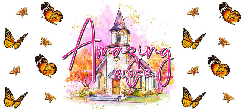 Amazing Grace Christian Church UV DTF Cup Wrap for 16oz Libbey Glass KA-16382