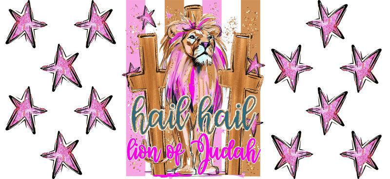 Faith Lion of Judah Christian UV DTF Cup Wrap for 16oz Libbey Glass KA-16394