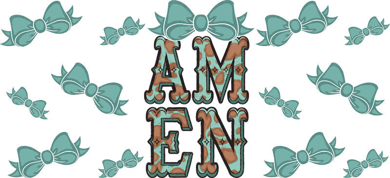 Amen Bow Christian Faith UV DTF Cup Wrap for 16oz Libbey Glass KA-16409