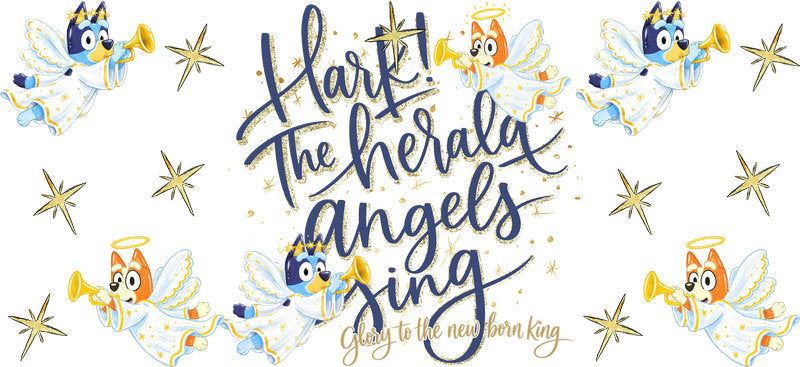 Hark the Herald Angels Sing Christmas UV DTF Cup Wrap for 16oz Libbey Glass KA-16453