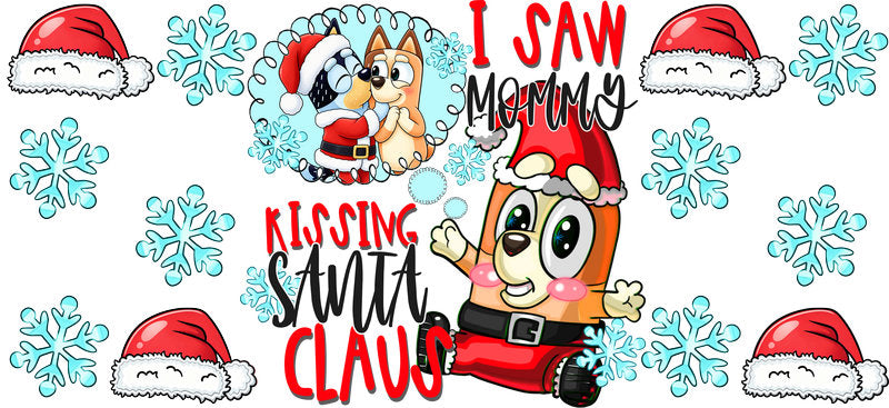 Kissing Santa Claus Christmas UV DTF Cup Wrap for 16oz Libbey Glass KA-16467