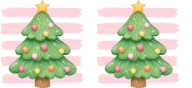 Pastel green Christmas tree pink stripe UV DTF cup wrap for 16oz Libbey glass KA-16560