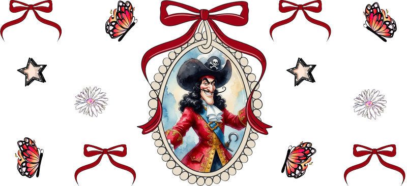 Pirate Captain Portrait UV DTF Cup Wrap for 16oz Libbey Glass KA-16689