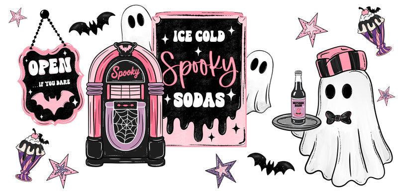 Spooky Sodas Halloween UV DTF Cup Wrap for 16oz Libbey Glass KA-16740