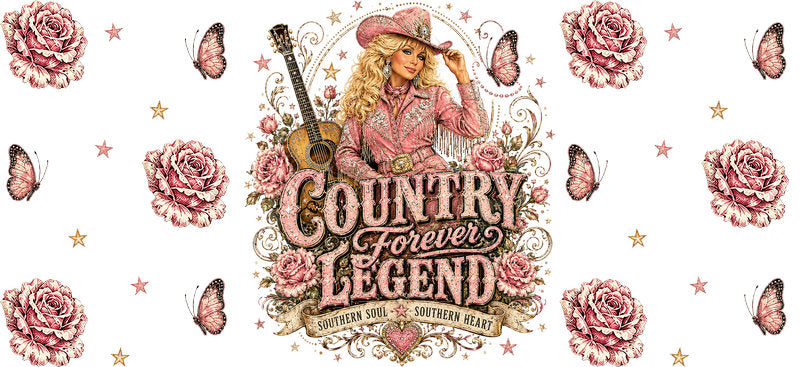 Country Music Girl UV DTF Cup Wrap for 16oz Libbey Glass KA-16898