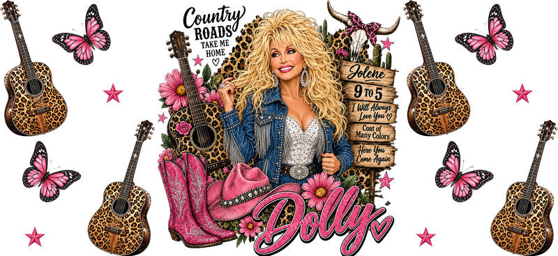 Country Music Girl UV DTF Cup Wrap for 16oz Libbey Glass KA-16911