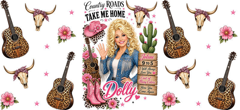 Country Music Girl UV DTF Cup Wrap for 16oz Libbey Glass KA-16915