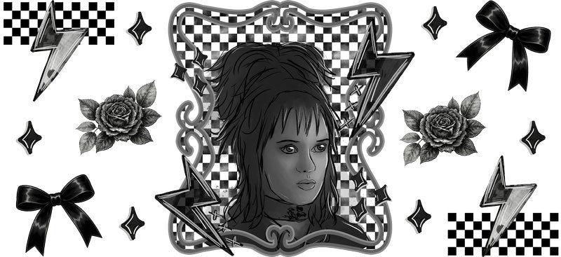 Gothic horror girl roses Halloween UV DTF cup wrap for 16oz Libbey glass