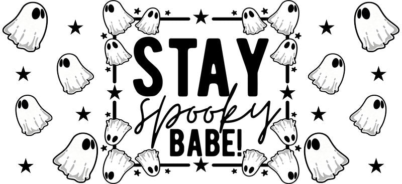 Stay spooky babe ghost Halloween UV DTF cup wrap for 16oz Libbey glass