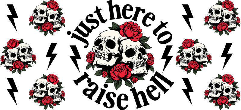 Raise Hell Skull UV DTF Cup Wrap for 16oz Libbey Glass KA-17118