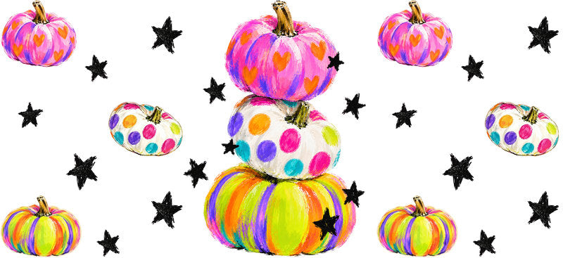 Colorful Pumpkin Halloween UV DTF Cup Wrap for 16oz Libbey Can KA-17179
