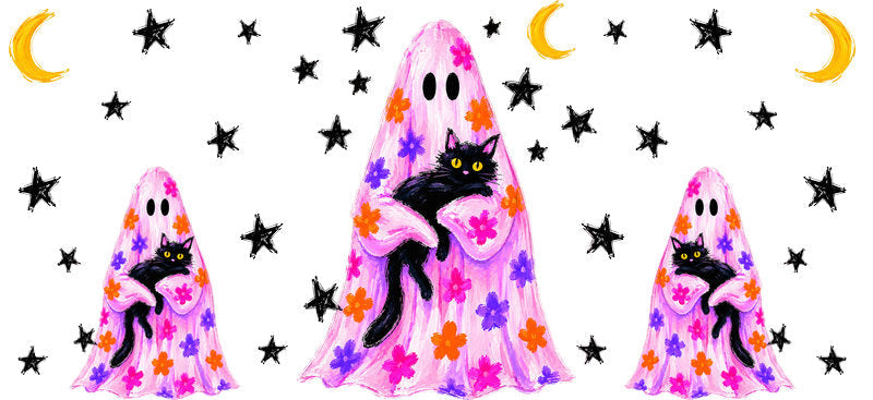 Witch Ghost Halloween UV DTF Cup Wrap for 16oz Libbey Can KA-17181