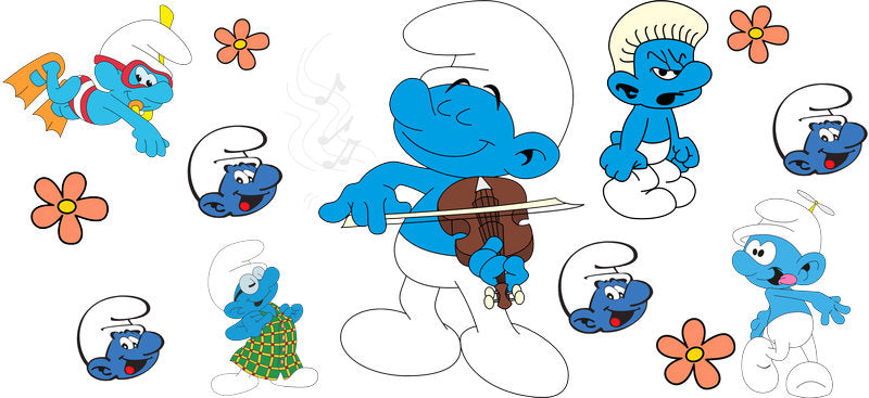 Cute Blue Cartoon Characters UV DTF Cup Wrap for 16oz Libbey Can KA-17314