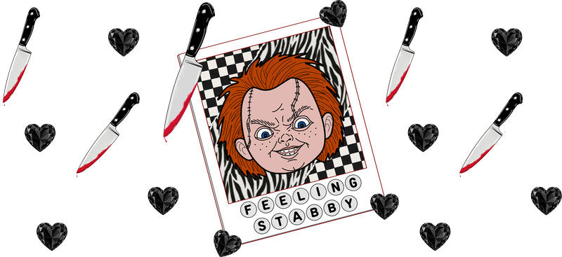 Horror Doll UV DTF Cup Wrap for 16oz Libbey Can KA-17345