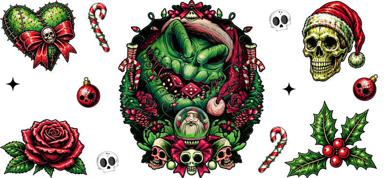 Christmas Horror Monster UV DTF Cup Wrap for 16oz Libbey Can KA-17421