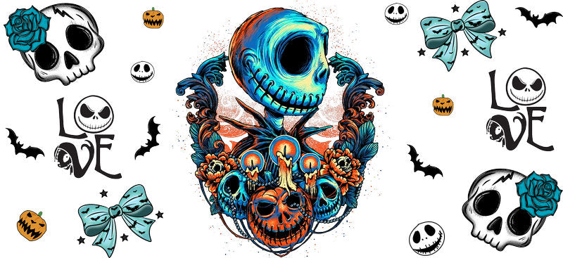 Blue Nightmare Halloween UV DTF Cup Wrap for 16oz Libbey Can KA-17465