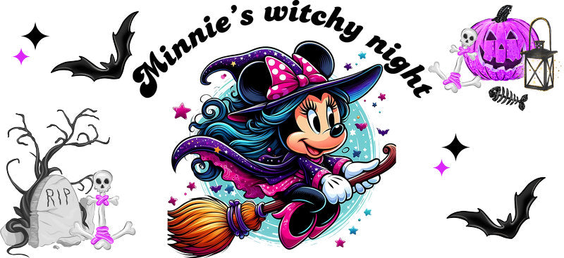 Witchy Night Halloween UV DTF Cup Wrap for 16oz Libbey Can KA-17474