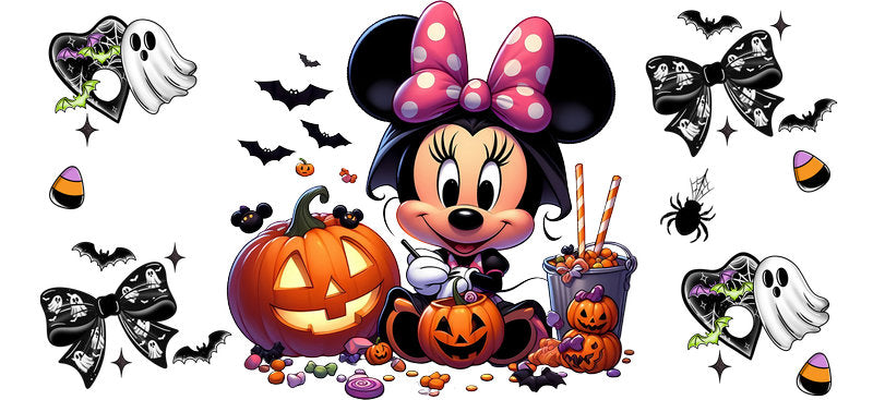 Cute Mouse Pumpkin Halloween UV DTF Cup Wrap for 16oz Libbey Can KA-17490