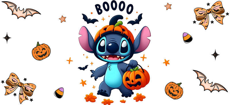 Cute Alien Boo Halloween UV DTF Cup Wrap for 16oz Libbey Can KA-17528