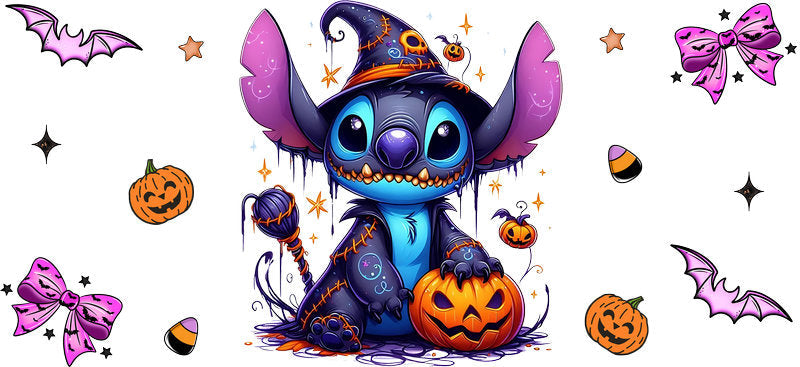 Cute Alien Wizard Pumpkin Halloween UV DTF Cup Wrap for 16oz Libbey Can KA-17530