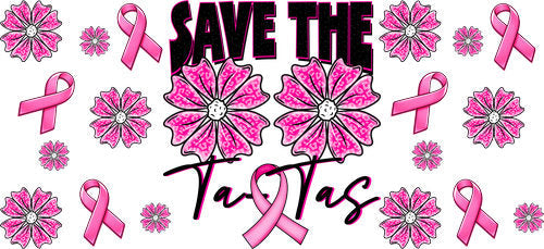 Save the Tatas Floral UV DTF Cup Wrap for 16oz Libbey Can KA-17829