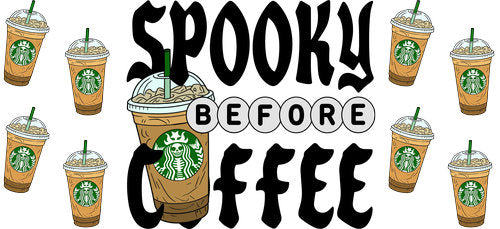 Spooky Before Coffee UV DTF Cup Wrap for 16oz Libbey Can KA-17847
