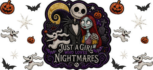 Nightmare Couple Halloween UV DTF Cup Wrap for 16oz Libbey Can KA-17884