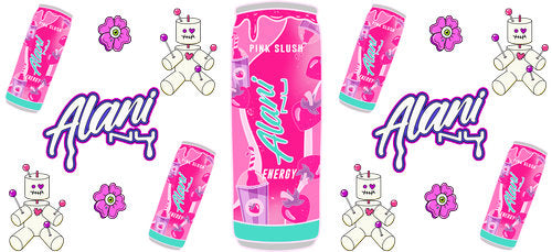 Bright Pink Energy Drink UV DTF Cup Wrap for 16oz Libbey Can KA-17909