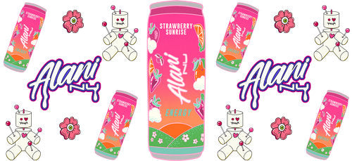 Strawberry Energy Drink UV DTF Cup Wrap for 16oz Libbey Can KA-17912