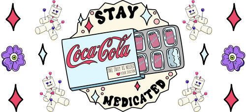 Stay Medicated Red Soda UV DTF Cup Wrap for 16oz Libbey Can KA-17923