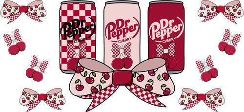 Cherry Soda Bow UV DTF Cup Wrap for 16oz Libbey Can KA-17929