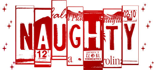 Naughty Red License Plates UV DTF Cup Wrap for 16oz Libbey Can KA-17943