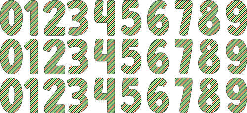 Christmas Striped Holiday Numbers UV DTF Cup Wrap for 16oz Libbey Can KA-17977