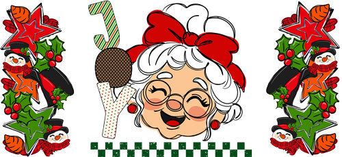 Mrs Claus Christmas UV DTF Cup Wrap for 16oz Libbey Can KA-17980