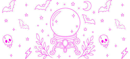 Crystal Ball Skull Halloween UV DTF Cup Wrap for 16oz Libbey Can KA-18016