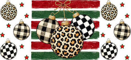 Leopard Ornaments Christmas UV DTF Cup Wrap for 16oz Libbey Can KA-18211