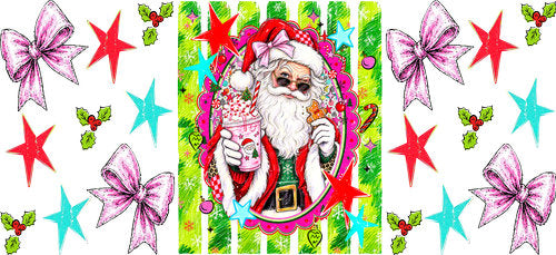 Santa Christmas UV DTF Cup Wrap for 16oz Libbey Can KA-18212