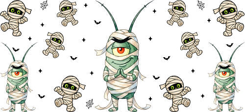 Halloween Mummy Plankton UV DTF Cup Wrap for 16oz Libbey Can KA-18234