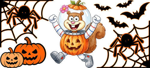 Halloween Pumpkin Girl UV DTF Cup Wrap for 16oz Libbey Can KA-18241